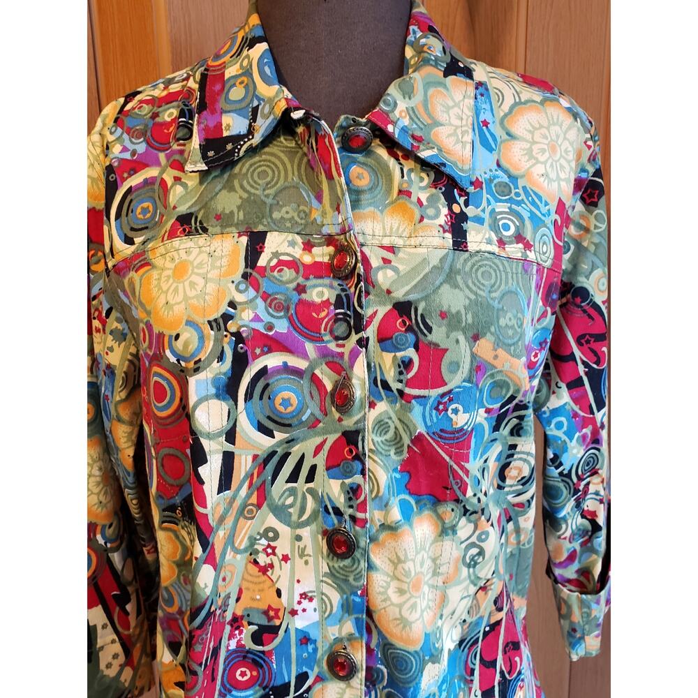 Zuriel size S/M button up colorful jacket - Picture 2 of 5